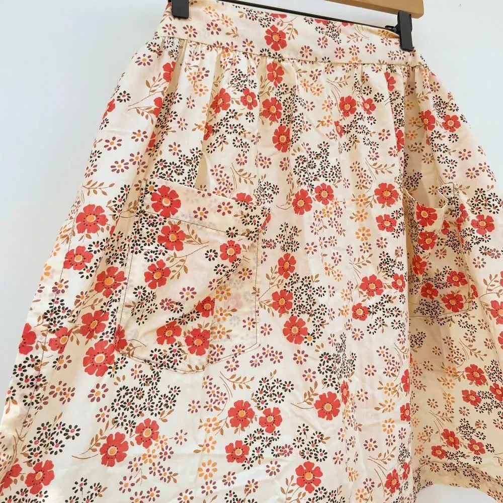 Vintage‎ Handmade Half Apron Floral Country Cottage Kitchen Retro Farmhouse